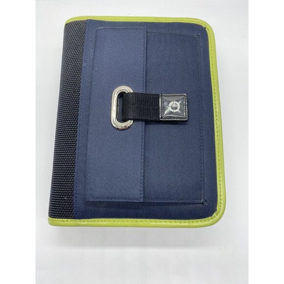 Navy Blue Green Canvas Franklin Covey Compact Size 6 Ring Planner Organizer